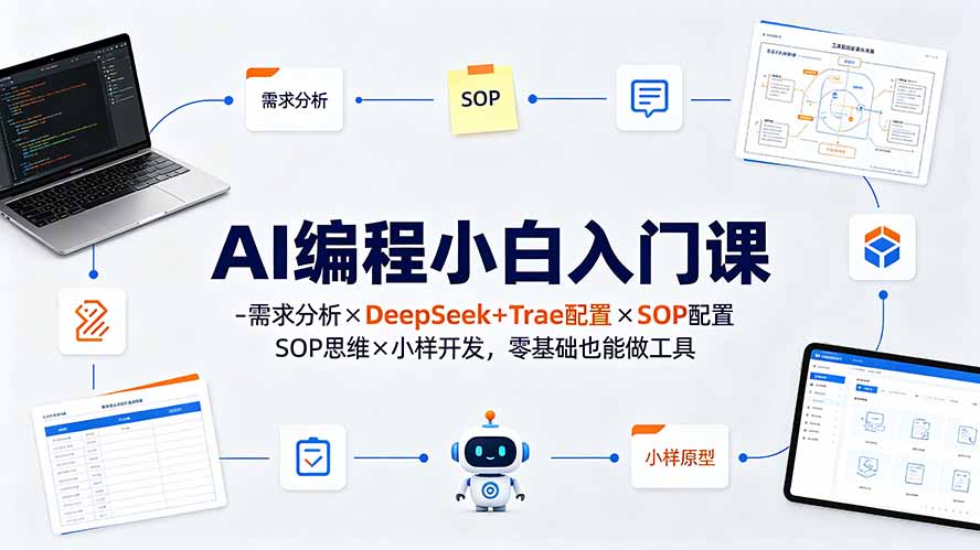 AI编程小白入门课-需求分析×DeepSeek+Trae配置×SOP思维×小样开发，零基础也能做工具-旺仔资源库
