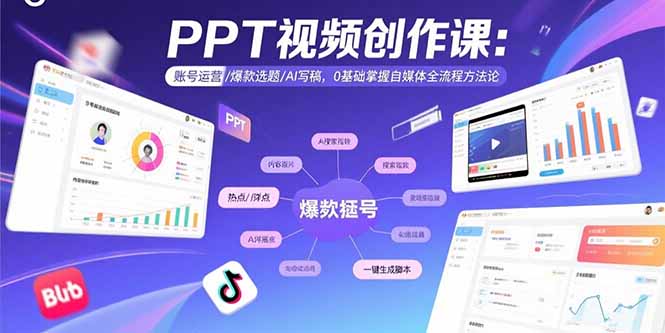 PPT视频创作课：账号运营/爆款选题/AI写稿，0基础掌握自媒体全流程方法论-旺仔资源库