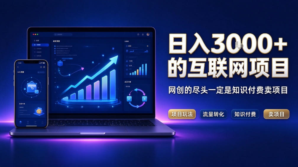 日入3k+的互联网项目，网红的尽头是带货，网创的尽头一定是知识付费卖项目【揭秘】-旺仔资源库