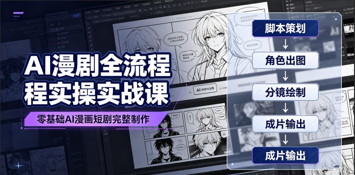 AI漫剧全流程实操实战课|零基础AI漫画短剧完整制作、脚本出图成片全链路落地教程-旺仔资源库