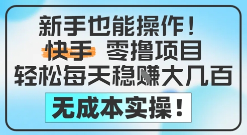 新手也能操作，快手零撸挣米，轻松每天挣2-5张，完全无成本-旺仔资源库