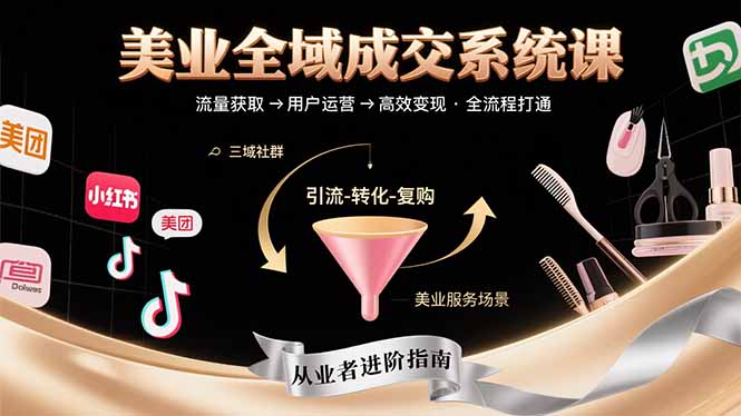 美业全域成交系统课程：帮助美业从业者打通从流量获取到高效变现全流程-旺仔资源库
