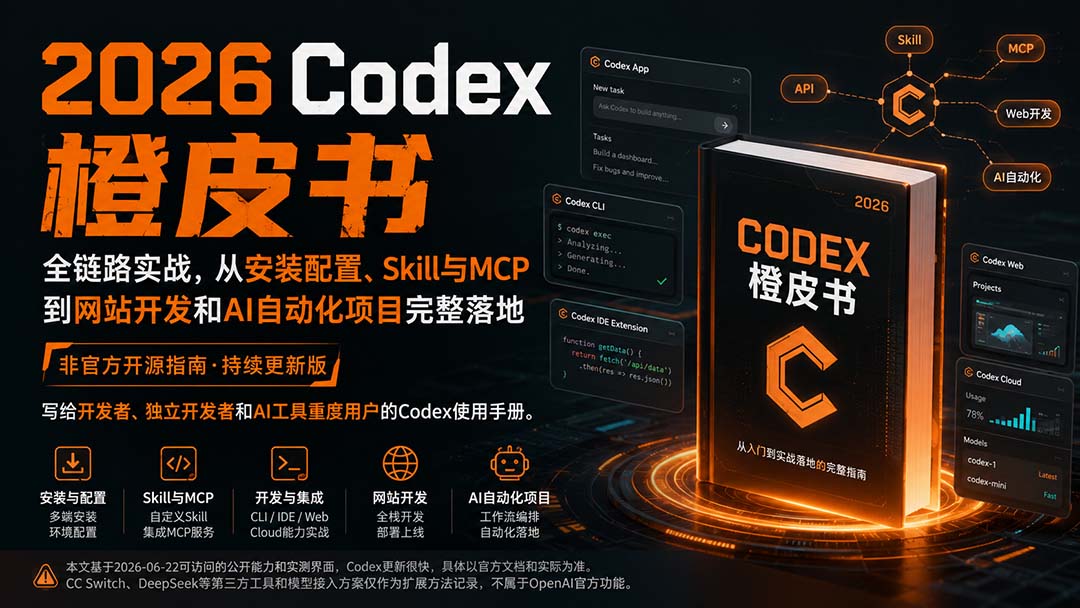 2026Codex橙皮书:全链路实战,从安装配置、Skill与MCP到网站开发和AI自动化项目完整落地-旺仔资源库