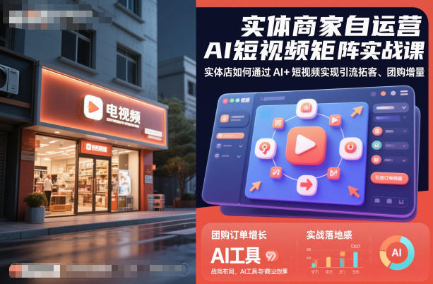 实体商家自运营AI短视频矩阵实战课，实体店如何通过AI+短视频实现引流拓客、团购增量-旺仔资源库