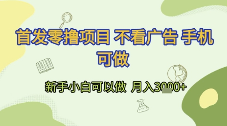 首发零撸项目 不看广告 手机可做 新手小白可以做  月入3k+【揭秘】-旺仔资源库