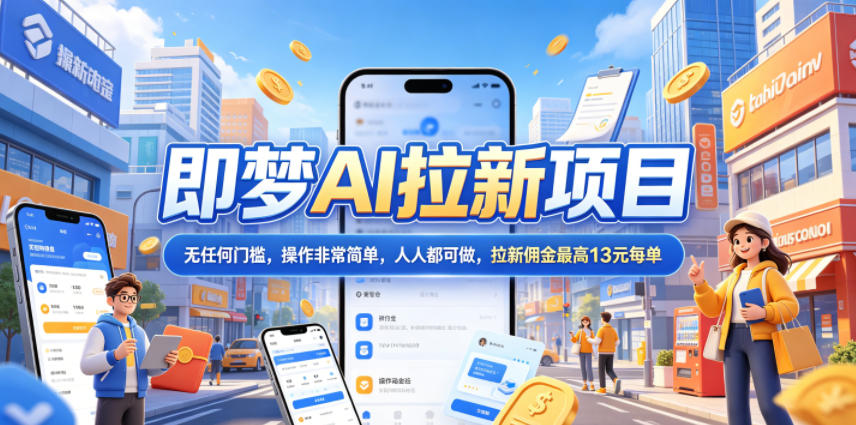 2026年即梦AI拉新项目最新玩法，无任何门槛，操作非常简单，人人都可做，拉新佣金最高13米每单(更新08月07日)-旺仔资源库