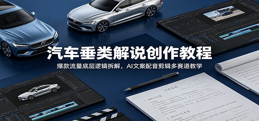 汽车垂类解说创作教程:爆款流量底层逻辑拆解,AI文案配音剪辑多赛道教学-旺仔资源库