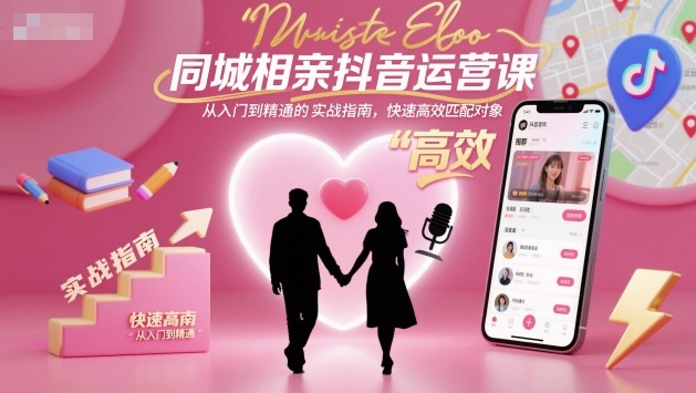 同城相亲抖音运营课,从入门到精通的实战指南,快速高效匹配对象-旺仔资源库