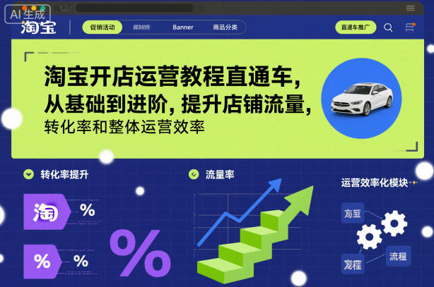 淘宝开店运营教程直通车,从基础到进阶,提升店铺流量,转化率和整体运营效率(更新26年05月27日)-旺仔资源库