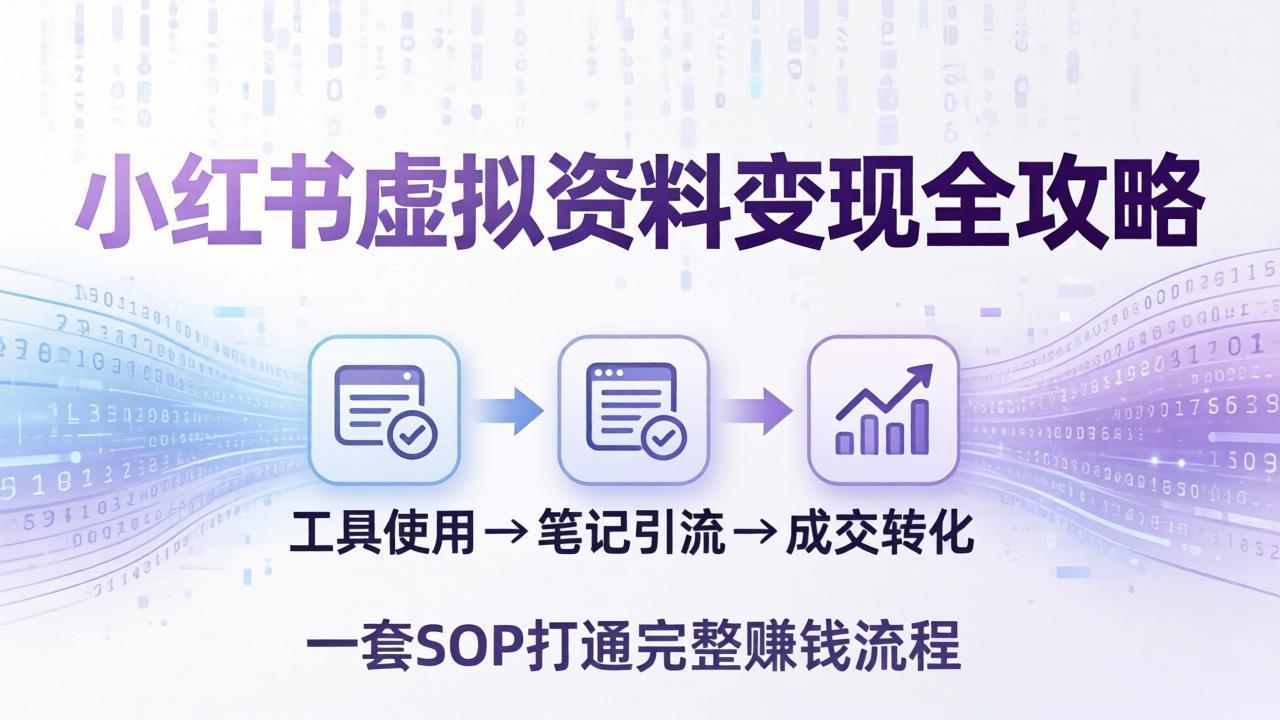 小红书虚拟资料变现全攻略：从工具使用到笔记引流成交，一套 SOP 打通完整赚钱流程-旺仔资源库