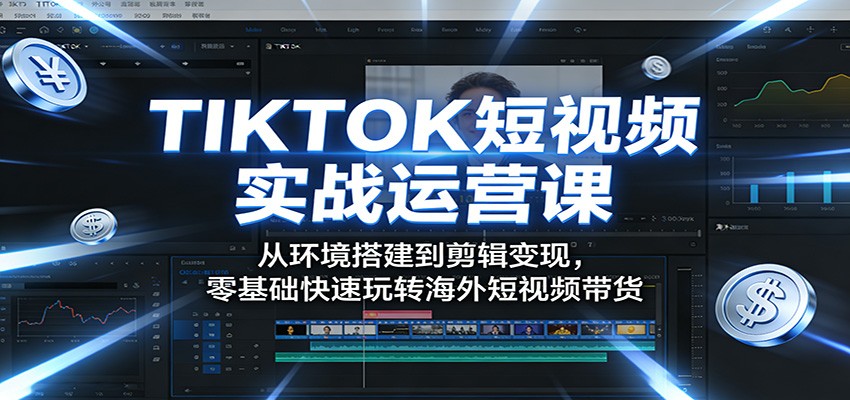 TIKTOK短视频实战运营课：从环境搭建到剪辑变现，零基础快速玩转海外短视频带货-旺仔资源库