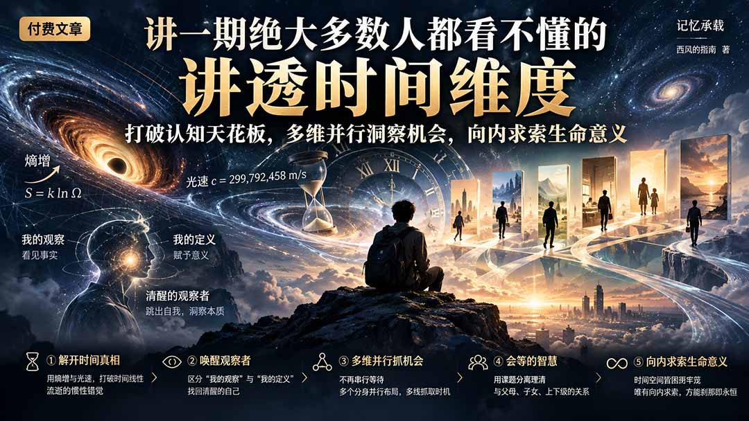 付费文章:讲一期绝大多数人都看不懂的,讲透时间维度,打破认知天花板,多维并行洞察机会,向内求索生命意义-旺仔资源库