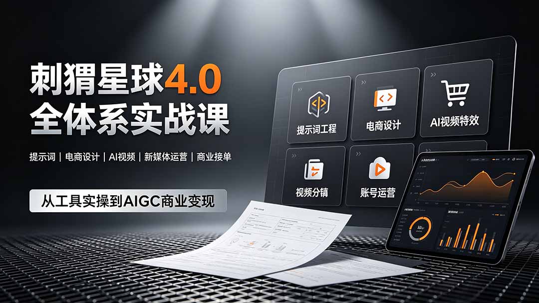 刺猬星球4.0全体系实战课，覆盖提示词工程、电商设计、AI视频特效与新媒体运营，一站式掌握AIGC商业核心技能-旺仔资源库