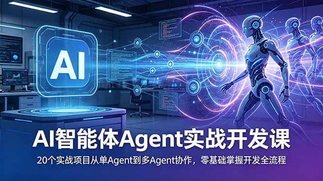 AI智能体Agent实战开发课:20个实战项目从单Agent到多Agent协作,零基础掌握开发全流程-旺仔资源库