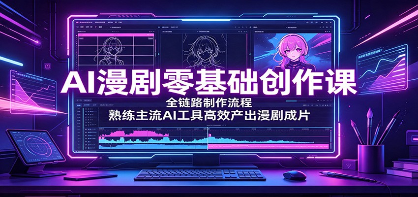 AI漫剧零基础创作课：全链路制作流程，熟练主流AI工具高效产出漫剧成片-旺仔资源库