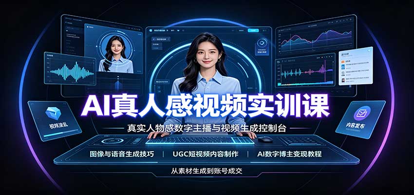 AI真人感视频实训课：图像语音生成，UGC内容制作，AI数字博主变现教程-旺仔资源库