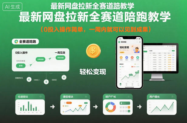 最新网盘拉新全赛道陪跑教学,0投入操作简单,一周内就可以见到成果-旺仔资源库