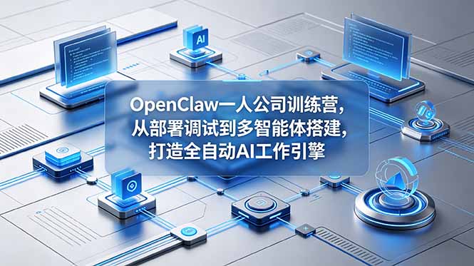 OpenClaw 一人公司训练营,从部署调试到多智能体搭建,打造全自动 AI 工作引擎-旺仔资源库