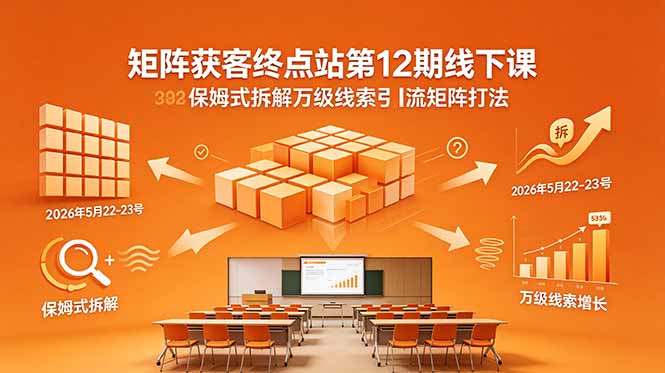 矩阵获客终点站第12期线下课 2026年5月22-23号 保姆式拆解万级线索引流矩阵打法-旺仔资源库