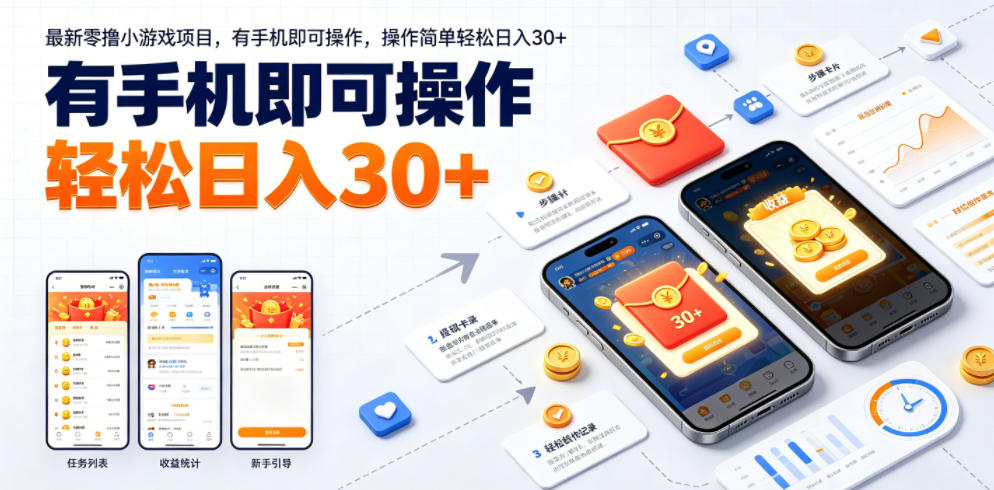 最新零撸小游戏项目，有手机即可操作，操作简单轻松日入30+-旺仔资源库