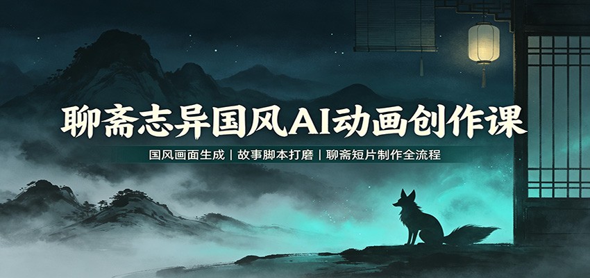 聊斋志异国风AI动画创作课:国风画面生成,故事脚本打磨,聊斋短片制作全流程-旺仔资源库