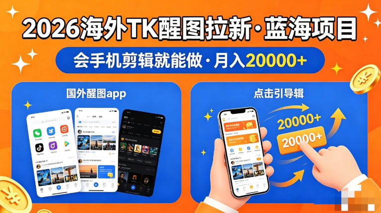 图出海拉新，全网火爆风口项目，只要会简单手机剪辑，轻松上手，当天见收益，日入四位数【揭秘】-旺仔资源库