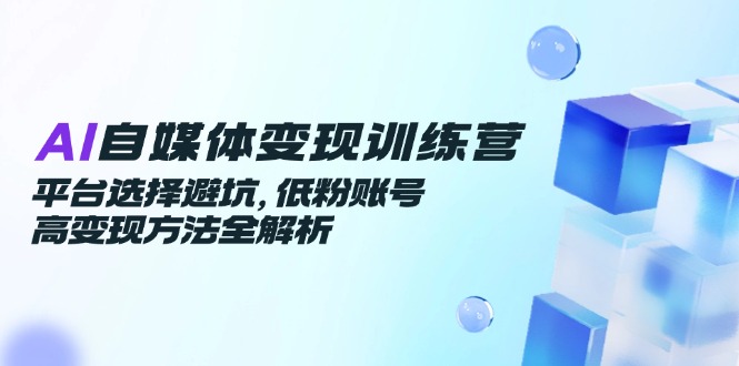 AI自媒体变现训练营，平台选择避坑，低粉账号高变现方法全解析-旺仔资源库