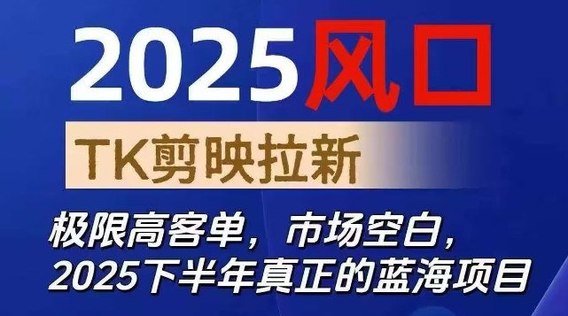 2025风口TK剪映capcut拉新项目,极限高客单,市场空白,2025下半年真正的蓝海项目-旺仔资源库