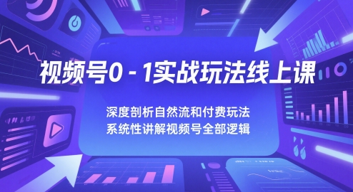 视频号0-1实战玩法线上课，深度剖析自然流和付费玩法，统性讲解视频号全部逻辑-旺仔资源库