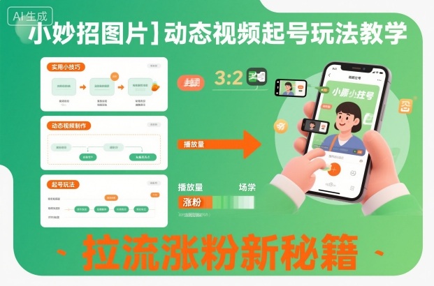 小妙招图片＋动态视频起号玩法教学，拉流涨粉新秘籍-旺仔资源库