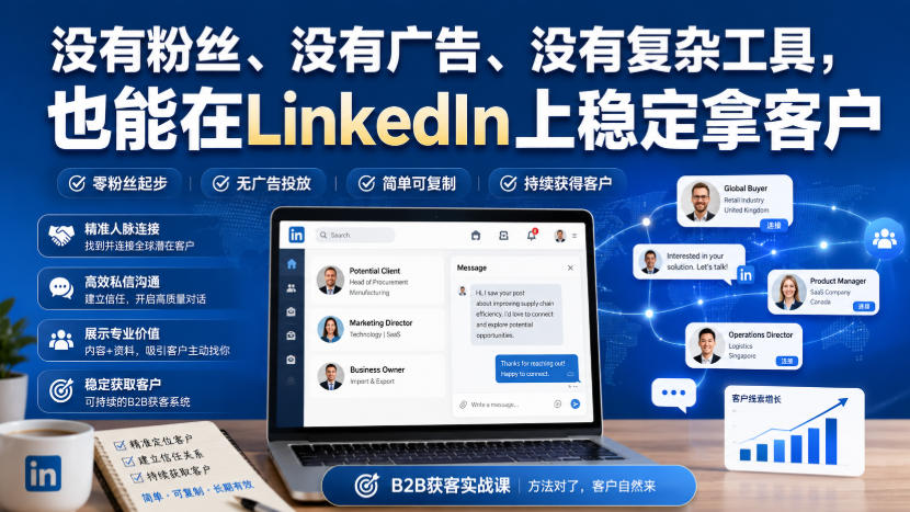 没有粉丝、没有广告、没有复杂工具，也能在LinkedIn上稳定拿客户【原创双语字幕】-旺仔资源库