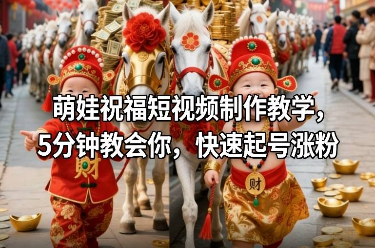 萌娃祝福短视频制作教学，5分钟教会你，快速起号涨粉-旺仔资源库