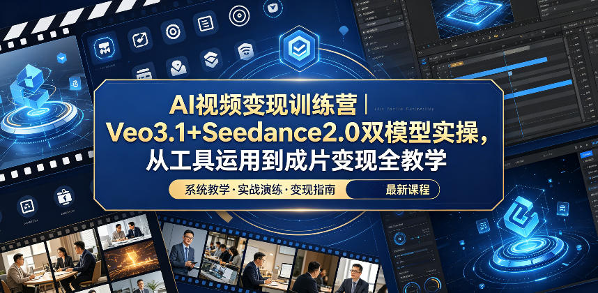 AI视频变现训练营｜Veo3.1+Seedance2.0双模型实操，从工具运用到成片变现全教学-旺仔资源库