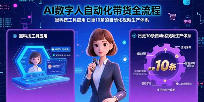 AI数字人自动化带货全流程：黑科技工具应用 日更10条的自动化视频生产体系-旺仔资源库
