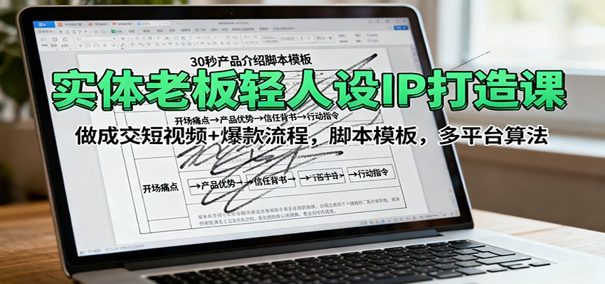 实体老板轻人设IP打造课：做成交短视频+爆款流程，脚本模板，多平台算法-旺仔资源库