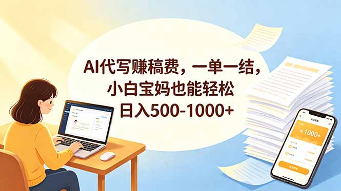 AI代写赚稿费,一单一结,小白宝妈也能轻松日入500-1000+-旺仔资源库