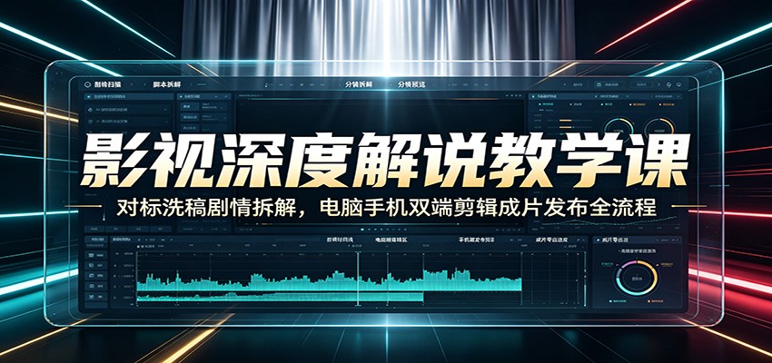 影视深度解说教学课：对标洗稿剧情拆解，电脑手机双端剪辑成片发布全流程-旺仔资源库