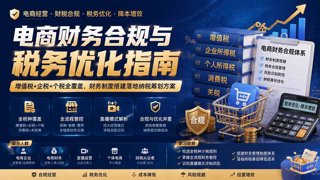 电商财务合规与税务优化指南：增值税+企税+个税全覆盖，财务制度搭建落地纳税筹划方案-旺仔资源库