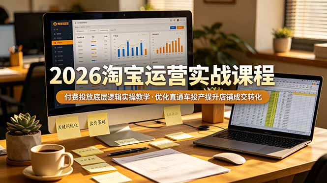 2026 淘宝运营实战课程，付费投放底层逻辑实操教学，优化直通车投产提升店铺成交转化-旺仔资源库