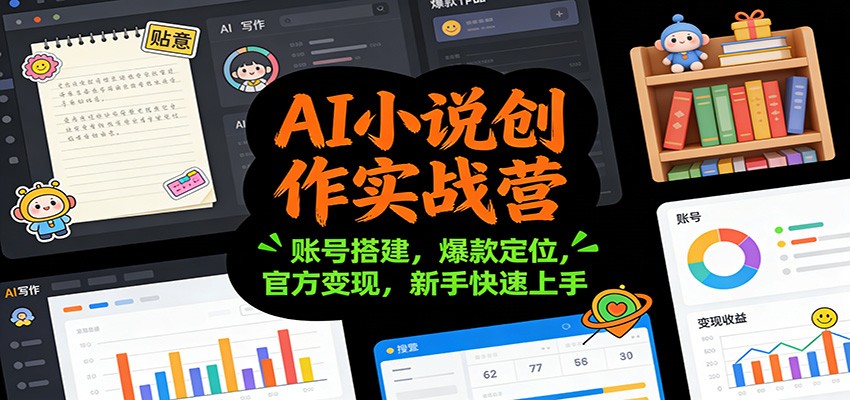 AI小说创作实战营：账号搭建，爆款定位，官方变现，新手快速上手-旺仔资源库