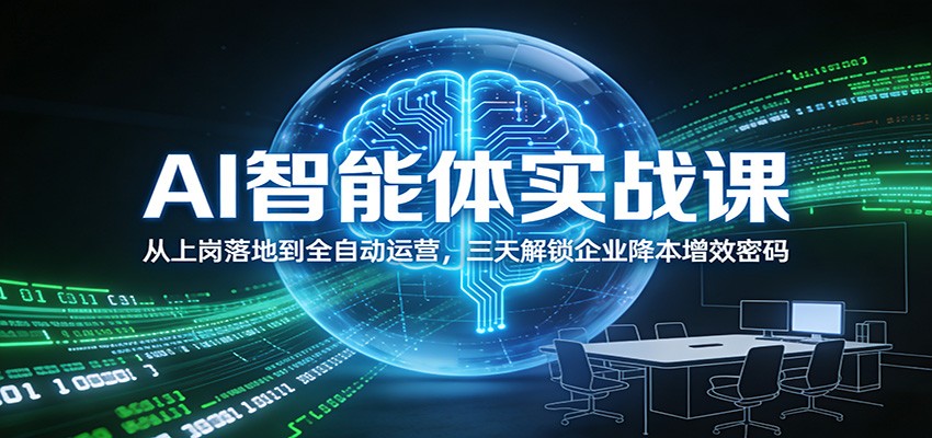 AI智能体实战课：从上岗落地到全自动运营，三天解锁企业降本增效密码-旺仔资源库