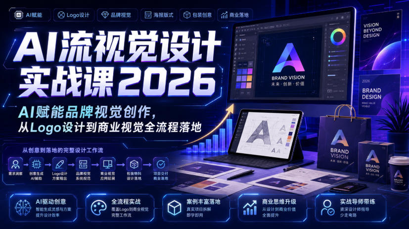 AI流视觉设计实战课2026:AI赋能品牌视觉创作,从Logo设计到商业视觉全流程落地-旺仔资源库