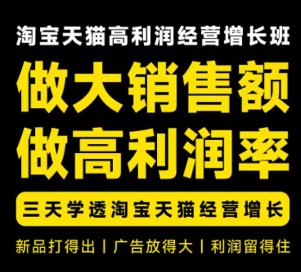 天猫淘宝高利润经营增长班杭州线下课31期8月22-24日，做大销售额做高利润率，三天学透淘宝天猫经营增长-旺仔资源库