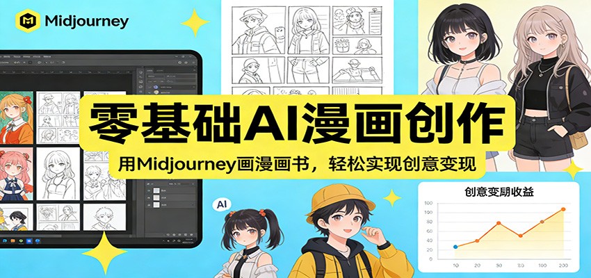 零基础AI漫画创作：用Midjourney画漫画书，轻松实现创意变现-旺仔资源库