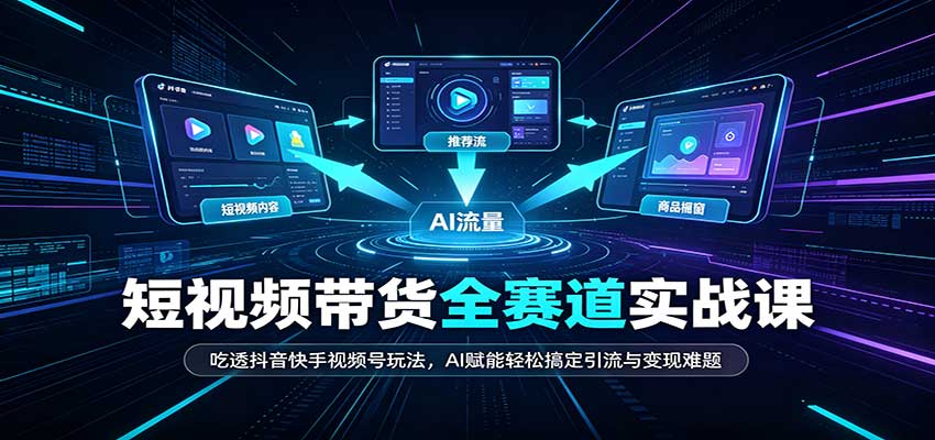短视频带货全赛道：吃透抖音快手视频号玩法，AI赋能轻松搞定引流与变现难题-旺仔资源库