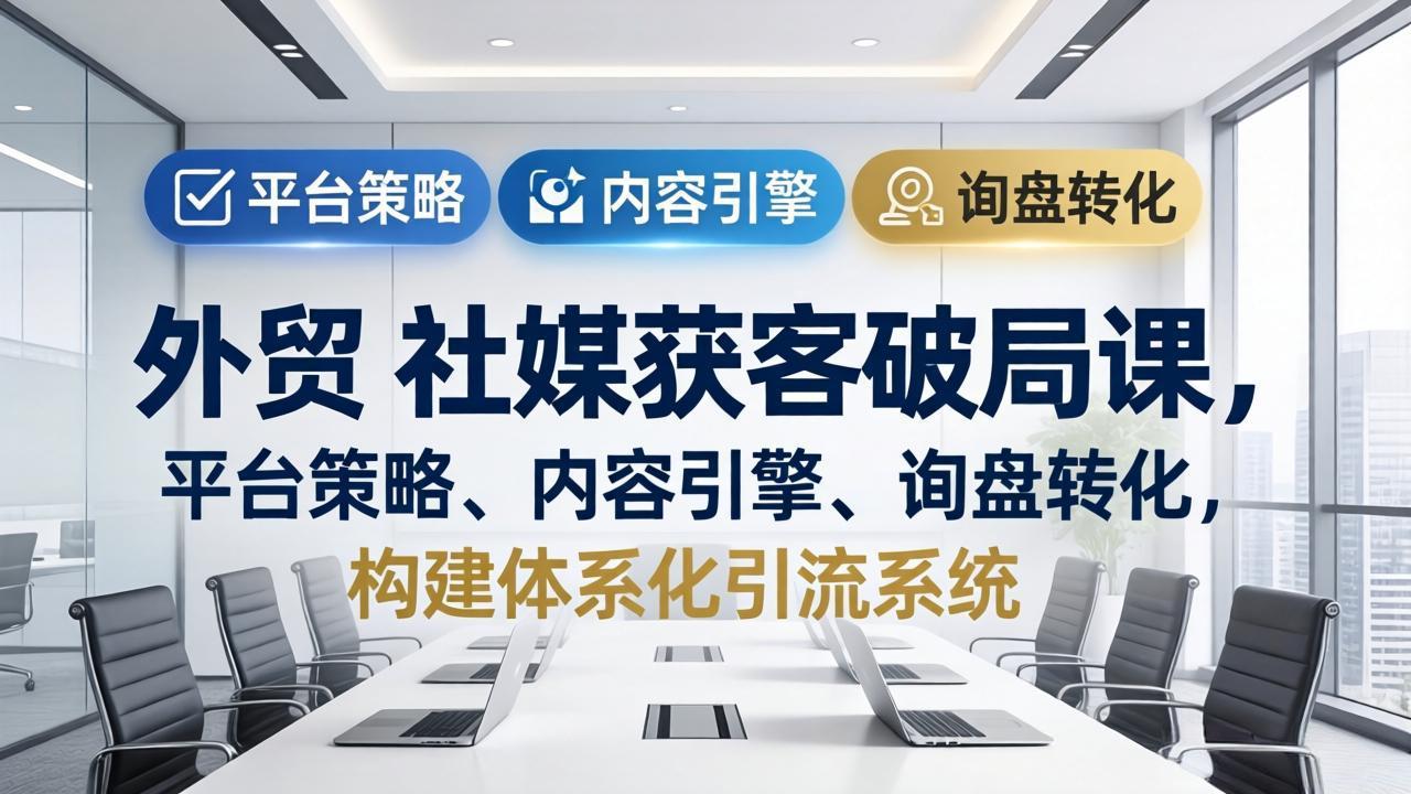 外贸 社媒获客破局课,平台策略、内容引擎、询盘转化,构建体系化引流系统(更新26年3月-旺仔资源库