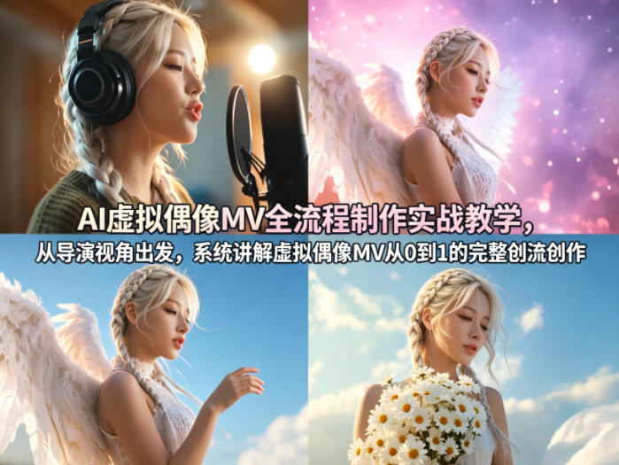 AI虚拟偶像MV全流程制作实战教学，从导演视角出发，系统讲解虚拟偶像MV从0到1的完整创作流程-旺仔资源库