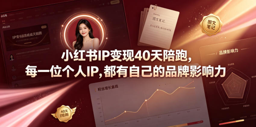 小红书IP变现40天陪跑，每一位个人IP，都有自己的品牌影响力-旺仔资源库