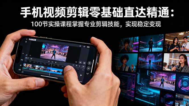 手机视频剪辑零基础直达精通：100节实操课程掌握专业剪辑技能，实现稳…-旺仔资源库