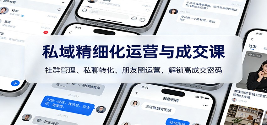 私域精细化运营与成交课：社群管理、私聊转化、朋友圈运营，解锁高成交密码-旺仔资源库